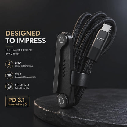 240W Foldable USB-C Fast Charging Cable Organizer
