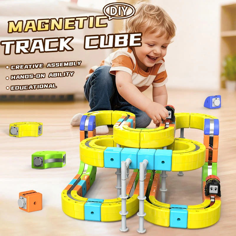 DIY Magnetic Track Cube Set – USB Rechargeable Magnetic Train Toy for Kids (Ages 3+)